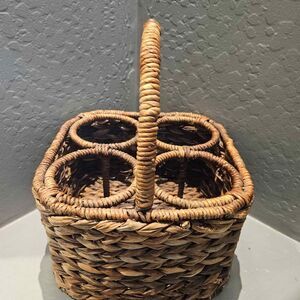 Wicker Wine Organizer Rattan 11"